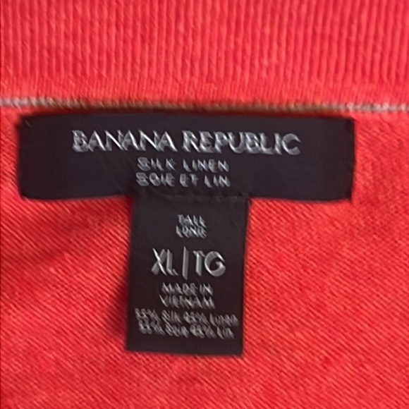 Banana Republic Silk Linen Blend Knit Polo XL Tall Coral Red EUC - Picture 7 of 9